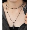 Wigo Women's 2 Row Design Chain Cross Necklace Accessory Korean