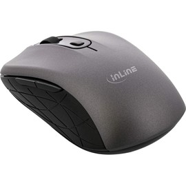 InLine® Mouse 3-in-1 Bluetooth + 2 x 2.4 GHz Radio, 5 Buttons, Optical, Grey/Black