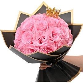 Glitter Roses Bouquet, DIY  Glitter  Bouquet, Everlasting Shiny Artificial Red Rose Bouquet, Anniversary, Engagement, Wedding,36 Roses - Color: Pink, Size: 24pcs