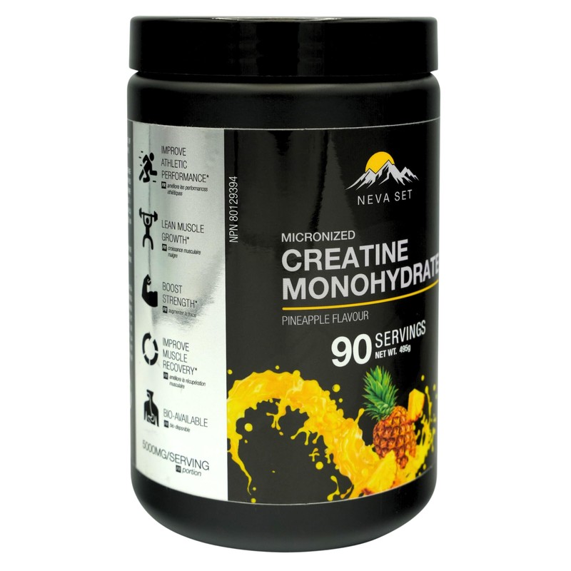 NevaSet Creatine Monohydrate, 3-Month Supply of 5000mg Pineapple Flavor Neva