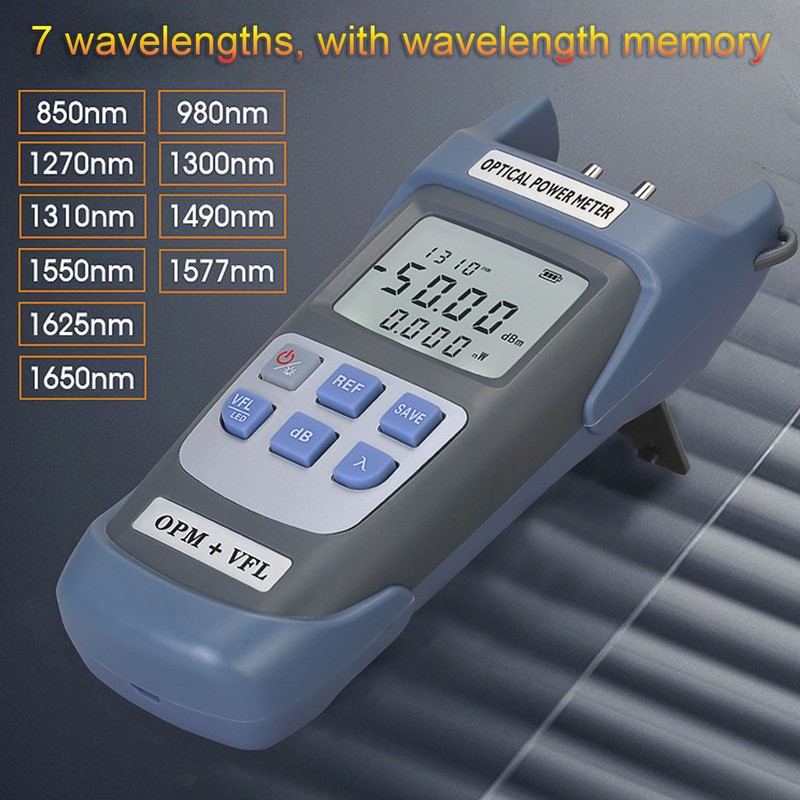 Fiber Optic Power Meter 1MW 7 Wavelength Accurate Optical Power
