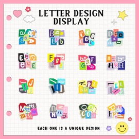 362 Pcs Waterproof Vinyl Letter Stickers for Scrapbooking, A-Z Letters Alphabet Stickers for Scrapbook, Junk Journal, Classroom Decor,Water Bottle, Laptop