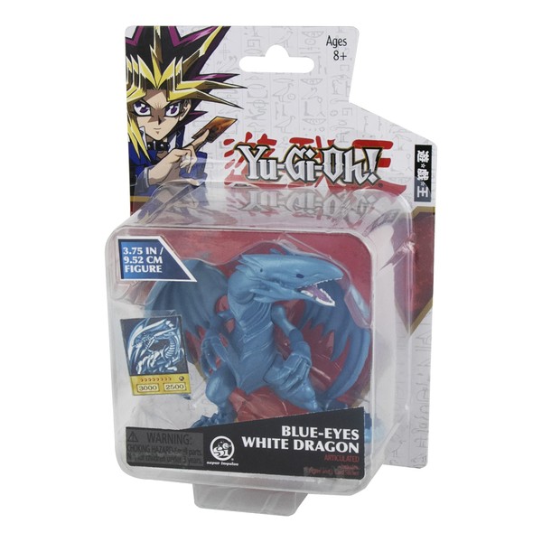 Yu-Gi-Oh Highly Detailed 3.75 Inch Articulated Figures. With Exclusive Micro Anime Sticker Card. Blue Eyes White Dragon Micro Figure.
