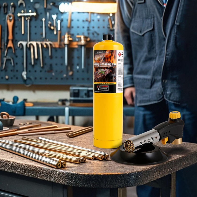 KOOKCOOK Propane Torch Head Kit with 2x MAPP Gas Tank,4-Flame