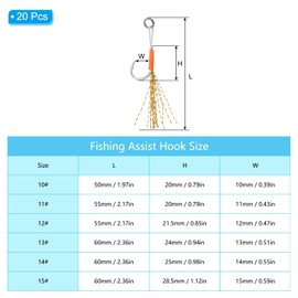 PATIKIL Fishing Assist Hooks Kit, 5 Pcs Glow Jigging Hook Slow Fast Fall Jigs Fishing Hooks for Vertical Jigging Lures, Green (15#, 2.4"x0.59")