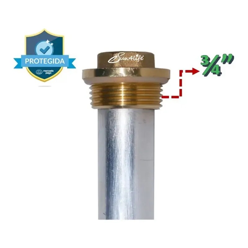 5 Barra Magnesio Para Calentador Solar C/adaptador Bronce3/4