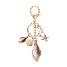Beach Ocean Theme Keychain for Handbag Bag Accessories Charms for Women Summer Conch Seashell Keychain Charm Gold Starfish Keyring Key Chain for Teen Girls Beach Themed Birthday Gifts for Girls Women