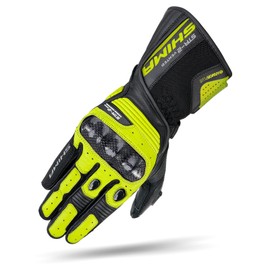 SHIMA STR-2 Motorcycle Gloves for Men - Touchscreen Summer Sports Leather Ventilated Biker Gloves with Main Protector, Palm and Finger Slider, Reinforced Palm (Fluo Vent, M)