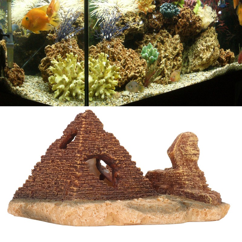 Aquarium Pyramid Decor Realistic Safe Resin Fish Tank Pyramid Hiding