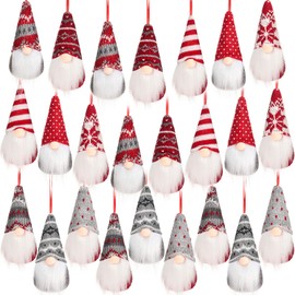 8 Styles Christmas Santa Gnomes Ornaments Handmade Scandinavian Santa Elf Plush Dolls Hanging Santa Christmas Decorations(24 Pieces)
