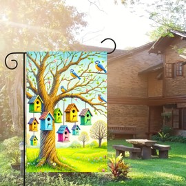 BlissYard Spring Floral Birds Garden Flag Double Sided 12x18 Flag Welcome Spring Summer Garden Flag Vertical Floral Tree Farmhouse Spring Holiday House Outside Decorations Lawn Yard Flag