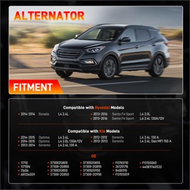 GDUKOP Alternator 12V 150A Compatible with Kia Optima 2014-2015 Sorento 2012-2014 Hyundai Sonata 2014 Santa Fe Sport 2013-2016 L4 2.0L 2.4L Replace# 37300-2G800 37300-2G850 37300-2G855 37300-2G950