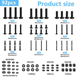 92 Piece VESA Screws Set, M4 M5 M6 M8 TV Screws, Universal Monitor TV Wall Mount Screws Mounting with Spacers & Washers, for All TVs up to 80 Inches
