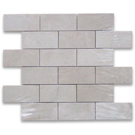 Stone Center Online Crema Marfil Marble 2x4 Grand Brick Subway Mosaic Tile Polished for Kitchen Backsplash Bathroom Flooring Shower Surround Dining Room Entryway Corrido Spa (1 Sheet)