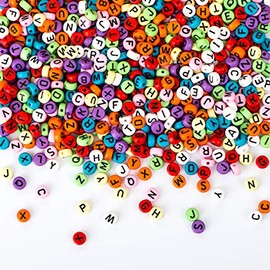 Naler 1200 Cuentas de Letras Redondas para Hacer Pulseras, Cuentas de Colores para Bisutería Manualidades de Niñas (7mm, 26 Letras)