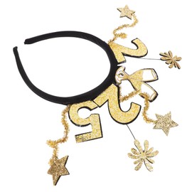 OATIPHO 2025 New Year Headband Hair Bands for Adults New Year Accessories New Years Headband Party Headbands Adults New Year Headpiece New Year Headwear New Year Hair Bands Plastic Golden