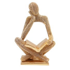 Neeenn Sparkling Gold Reading Women Statue, Thinker Sculptures, Abstract Art Ornament, Modern Aesthetic Figurine Decoration for Home Living Room Bedroom Office Shelf Table Desk Bookshelf Decor