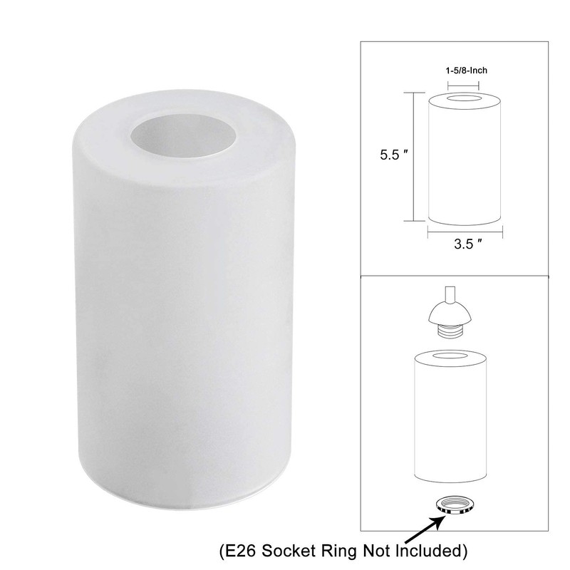 Frosted Glass Lamp Shade Replacement with 1-5/8-inches Fitter Opening for