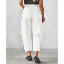 GRAPENT High Rise Jeans for Women Crop Jeans for Women Womens Baggy Pants Jeans Women High Waisted Women's Jeans Jean Outfits for Women Color Cream White Medium Size 8 Size 10