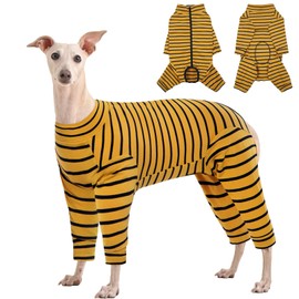 Kuoser Dog Bodysuit After Op, Dog Bodysuit After Castration, Surgical Body Dog Castration , Dog Bodysuit with Legs, Body for Dogs After Op, Dog Pyjamas for Small, Medium Dogs, Yellow, L