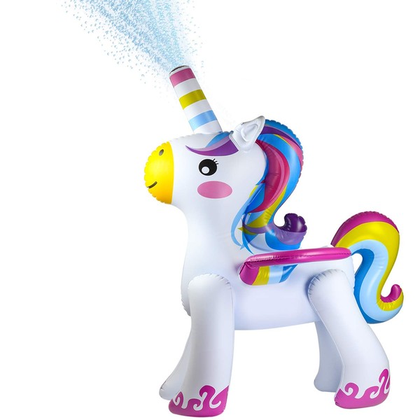 Prextex 5 Ft. Inflatable Water Sprinkler Unicorn Yard Sprinkler Water Toy Fun Outdoor Water Activity for Toddlers and Kids