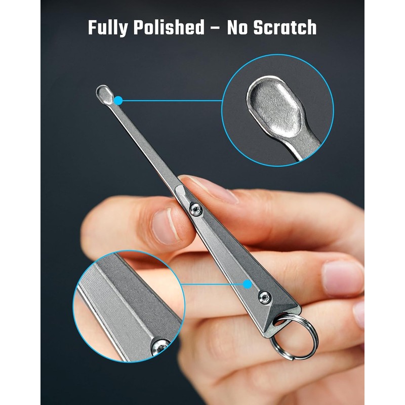 MecArmy EI2 Titanium EDC Keychain Ear Pick, Ultra-Light Earwax Removal