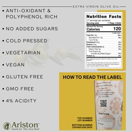 Ariston "The Very Best" Extra Virgin Olive Oil | Anti-Oxidant Rich, Cold Pressed, Premium Quality | Product of Greece (500ml) 16.9 fl oz, Select