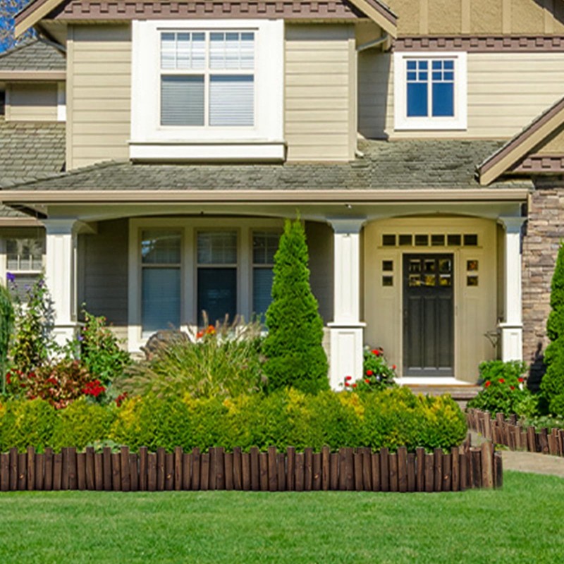 Wood Garden Fence, Natural Wooden Solid Log Edging Border Decorative