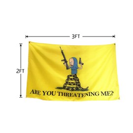 Masquita Are You Threatening Me Flag 2x3FT, for College Dorm Room Wall Bedroom Living Room,Vivid Color Double-Stitched Edges, Flags with 4 Brass Grommets. (2x3)