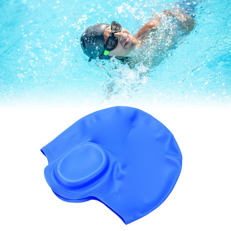 Waterproof Silicone Swimming Cap with Ear Protection 3D Strong Elasticity