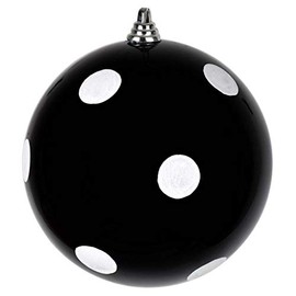 Vickerman 664421-4.8" Black Candy White Dots Ball Christmas Christmas Tree Ornament (4 Pack) (MC201217)