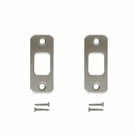 SUMBIN Deadbolt Strike Plate Round Corner 1-1/8" x 2-3/4" with dustbox (Satin Nickel) 2 PCS