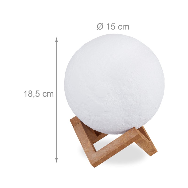 Relaxdays 3D 16 Colors Dimmable Remote Control Wireless Moon Lamp