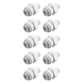 AFWFilters Male Connector 1/4" OD x 1/8" Thread Quick Connect Fittings Parts Water Filters/Reverse Osmosis RO Systems-10 Pack, White