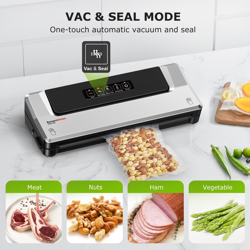 Bonsenkitchen Vacuum Sealer Machine with Mason Jar Sealer Kit |