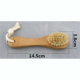 HiKin 2 Pack 5.7" Bamboo Handle Dry Facial Cleansing Brush with Natural Boar Bristles, Face Brush Cleanser Skin Care Exfoliating Brush Scrubber.