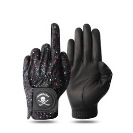 SHANKITGOLF Paint Splatter Golf Glove Cabretta Leather (Black Paint Splatter, Large, Left)