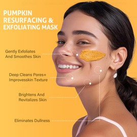 RIHAKO Pumpkin Enzyme Face Mask Skincare| Brightening Exfoliating Facial Mask with Glycolic Acid & Vitamin C For Dead Skin,Dullness Dark Spots, Uneven Skin Tone,Large Pores and Brightens Skin 3.52 Oz