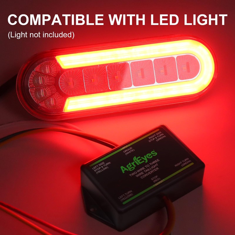 Agrieyes 2-to-3-Wire Trailer Light Converter, Splice-in Trailer Wiring Converter for