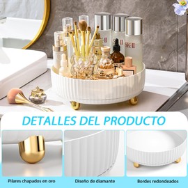 Organizador de Cosméticos, Organizador de Maquillaje, Organizador de Cosméticos de Sobremesa Giratorio 360 Grados, Almacenamiento de Cocina, Bandejas de Baño (Beige)