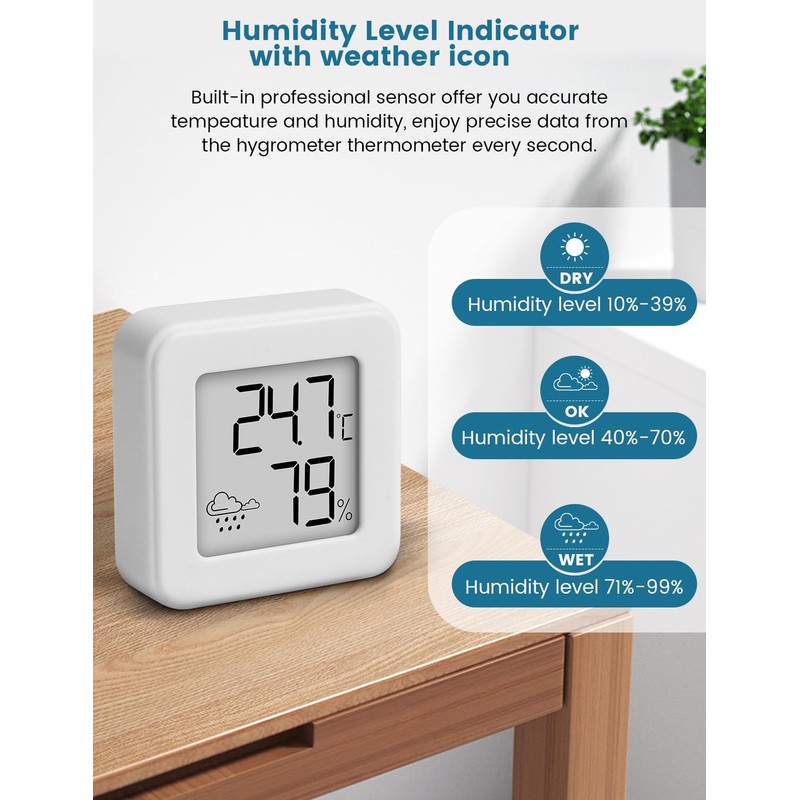 Digital Mini Thermometer Hygrometer Indoor Humidity Meter Room Temperature Monitor