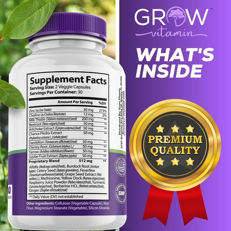 Grow Vitamin Liver Cleanse, Detox & Repair, 1,166 mg Support