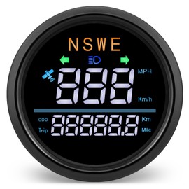 MH 85mm GPS Speedometer with Overspeed Alarm - White Backlight, Digital GPS Speed MPH/KMH Antenna Turn Signal NSWE Waterproof AUTO Gauge for Car, Truck, Boat,Marine