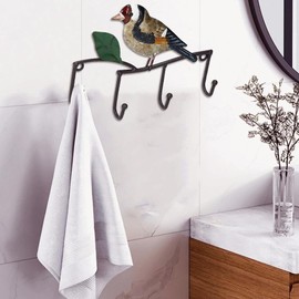 Joyzan Key Hook Iron Bird Wall Hook, Animal Mounted Holder Multipurpose Decorative Hanger with 4 Hooks On A Branch Single Door Coat Rack Hat Clothes Organizer Vintage Design for Bedroom Living Room