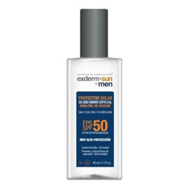 Exderm Sun For Men Protector Solar Facial FPS 50 Bloqueador Matificante Hombre con Ácido Hialurónico Control de Brillo Cuidado Antiedad 60 Ml