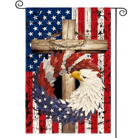 AVOIN colorlife AVOIN colorlife Patriotic Stars and Stripes Eagle Wreath Garden Flag 12x18 Inch Double Sided Outside, USA 4th of July Memorial Day Independence Day Watercolor Yard Outdoor Decoration