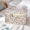 VOCOSTE Quilted Makeup Bag, Light Pink Floral Makeup Bag, Cute