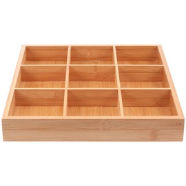 Luxshiny Wooden Tray with 9 Sections, Veggie Tray Divided Serving Tray Chip and Dip Platter Candy Bowl Appetizer Sushi Plate for Japanese Taco Dip Tea Bag Holder