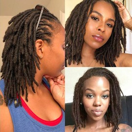 Human Hair Dreadlock Extensions 20 Strands Handmade Crochet Real Hair Loc Extensions (8Inch,Width:0.8cm,Dark Brown)