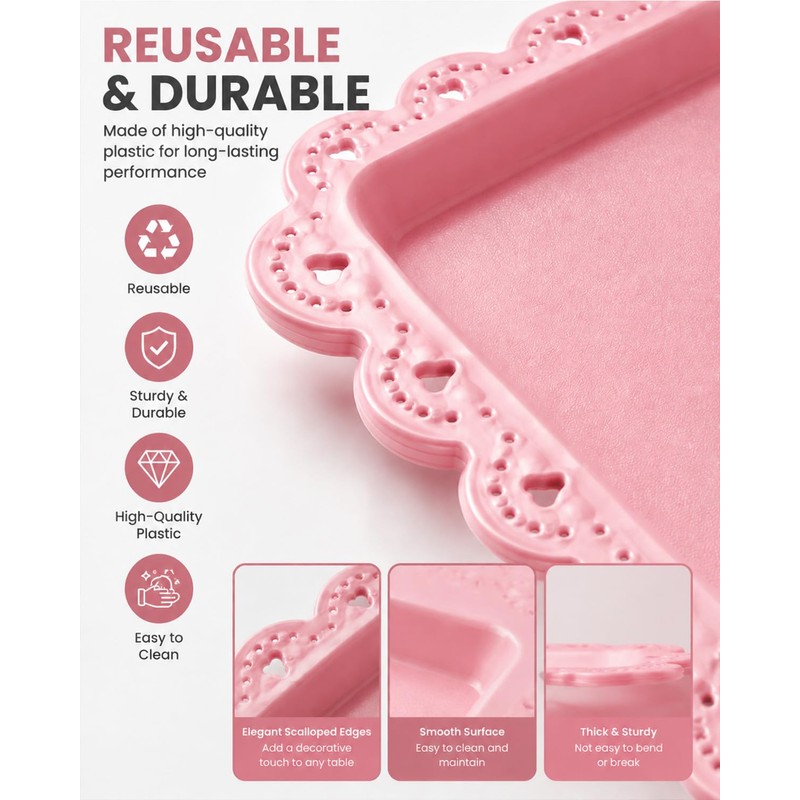 Zitonyang Plastic Serving Tray, 24 Pack Catering Trays Square Serving